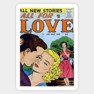 Vintage Romance Comic Book Cover - All For Love Sticker